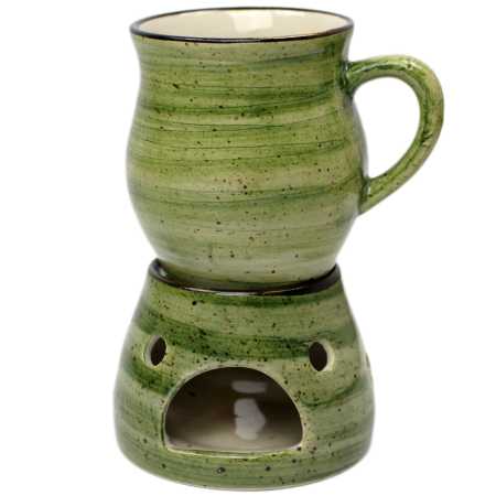 Geschenk - Set mit Trinktasse 0,22 l mit Stövchen - Rustic Grün